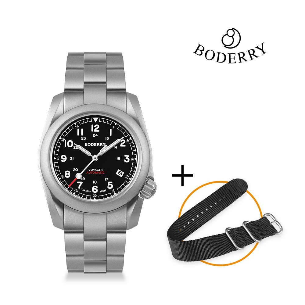 Seiko Watch 5 Sports - Boderry ボイジャーフィールドウォッチチタン自動ダイブ腕時計 100 メートル防水チタンブレスレットセイコームーブメント腕時計メンズ